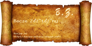 Becze Zétény névjegykártya